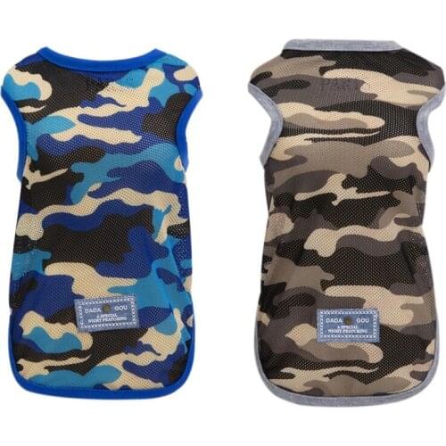 Dog Clothes Camouflage Print Pet Shirt For Dog Cat Summer Dog Sleeveless Coat Breathable Pet Mesh Vest Pet Small Dog Clothing