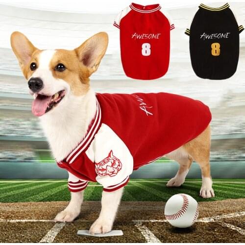 Pet Dog Clothes Autumn and Winter Baseball Sweater Dog Coat Pet Sportswear Warm Winter Clothes for Small and Medium Dog
