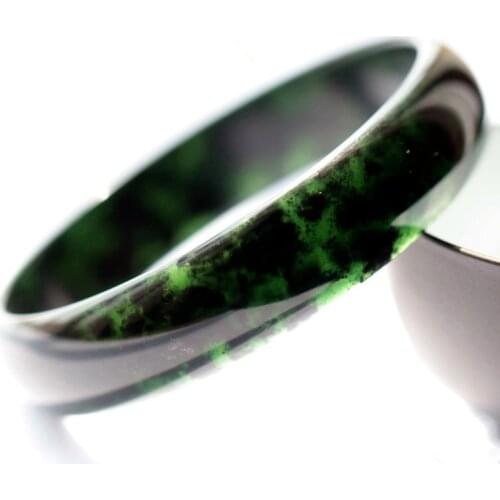 Genuine Natural Black Green Jade Bangles Bracelets Chinese Hand-Carved Charm Jewelry Fashion Amulet Men Women Gifts Accessories