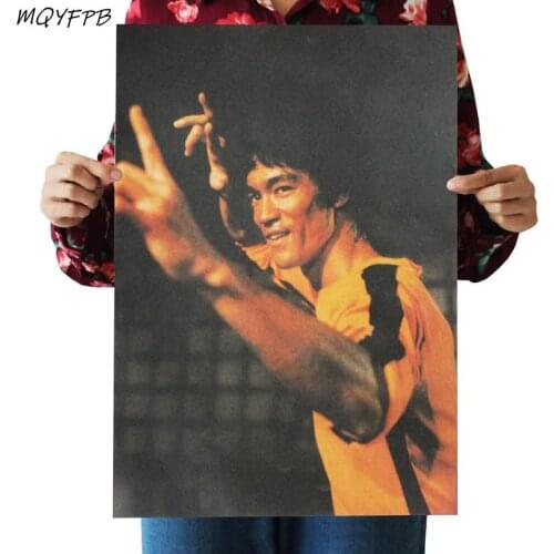 Celebrity Film Star Bruce Lee Kraft Paper Poster Family Decoration Wall Sticker Gift 50.5x35cm