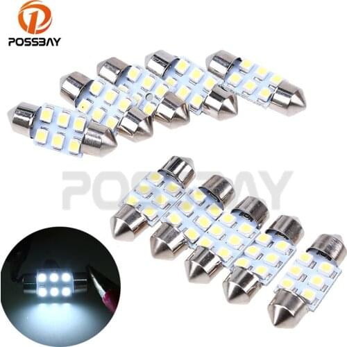 POSSBAY 10Pcs 31mm 1210 6SMD White Micro General Car Interior Festoon Dome LED Light Bulbs Lamp 12V For VW/Opel/Skoda/BMW