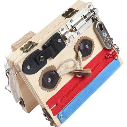 Educational Busy Boards Foldable Wooden Busy Puzzle Toys Motor Basic Skills Latch Lock Sensory Activity Board Montessori Toy