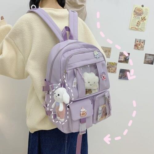 Pupil Cute Girl Backpack Women 2021 New Kawaii Waterproof School Bags for Teenagers Female Korean Large Capacity Travel Backpack