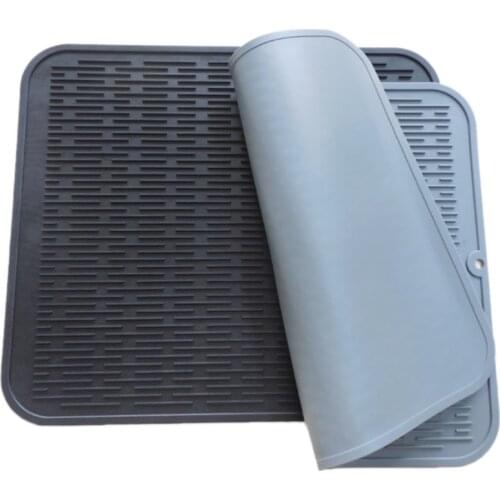 Large Multifunctional Silicone Placemat Dish Drying Mat Kitchen Draining Table Drain Mat Sink Non-Slip Pad Durable