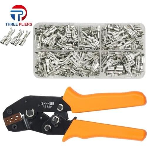 SN-48B Wire Crimping Pliers 0.5-2.5mm2 20-13AWG Precision Jaw With Box TAB 2.8 4.8 6.3 Terminals Sets Electrical Hand Tools