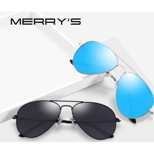 MERRYS Men/Women Classic Pilot HD Polarized Sunglasses Aviation Frame Titanium Memory Alloy Temple UV400 Protection S8153