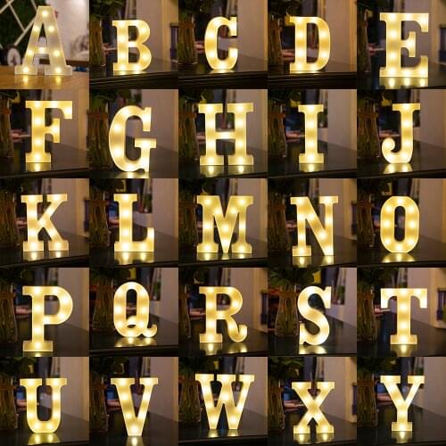 LED Letter Number Sign Night Light Warm White Indoor Wall Table Home Wedding Decor Wall Word Poster Background Christmas D30
