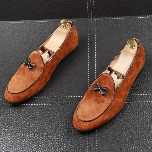Japanese style mens leisure original leather shoes slip-on smoking slippers breathable driving shoe summer loafers chaussures