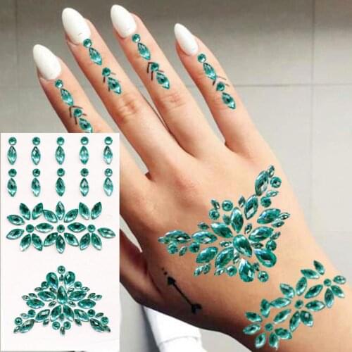 Unique And Copyright Henna Style Gem Sticker, Fashion Rhinestone Body Make Up Jewelry Sticker, Easy Use