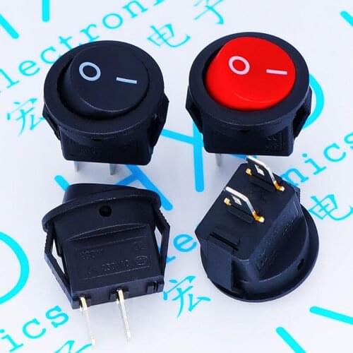 100pcs/lots Opening 15MM Two gears and two feet Rocker power switch, outer diameter 16.5MM black/red