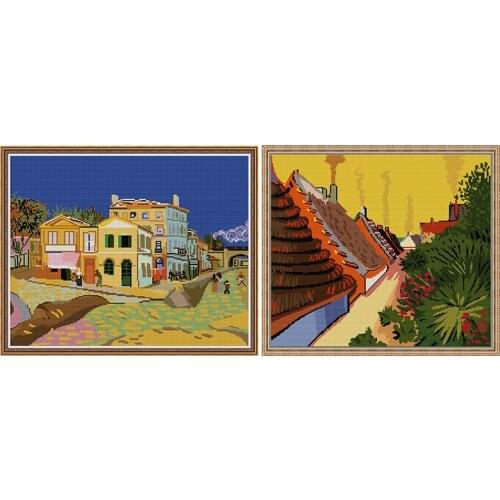 Cross Stitch Kits Needlework Embroidery Joy Sunday Stamped The Yellow House 11CT 14CT Counted Printed Fabric Decoration Gift Set
