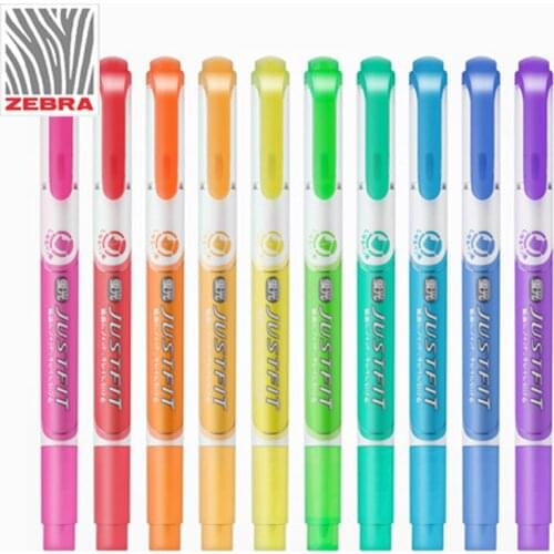 Japanese Zebra double-headed fluorescent pen WKT17 color marking set for key students with soft-headed pearlescent marker