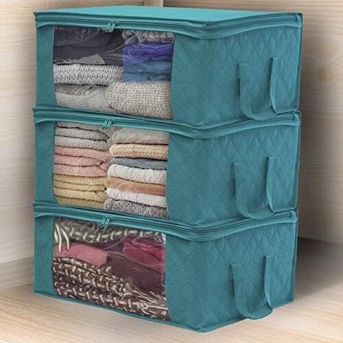 Clothing Storage Box Organizer Non Woven Fabric With Zipper Can Folding For Quilt Clear Organizer Storage Collecting Case