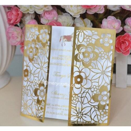 Gold/White/Red flower Wedding Invitation Custom luxury wedding invitations 2016