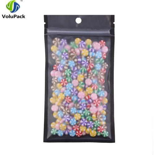 10x18cm/ 4x7in 100pcs Tear Notch Matte Clear/ Black/ Black Self Seal Mylar Plastic Storage Bag Flat Zip Lock Packing Bags