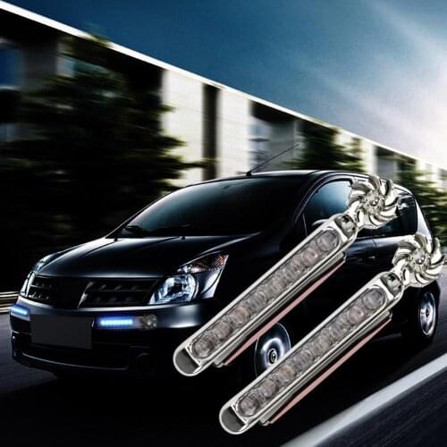2Pcs Wind Energy Car Daytime Running Lights LED DRL Decor Lamp with Rotation Fan Car Accessories