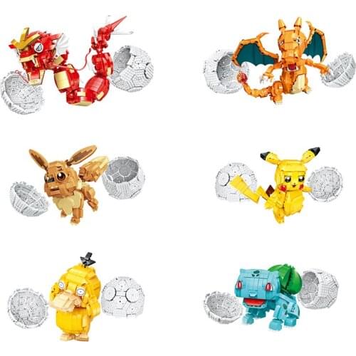 2021 Anime Pokemon Pikachu Pocket Monster Building Blocks Bricks Sets Classic Movie Dolls Creator Model Toys For Children Gift