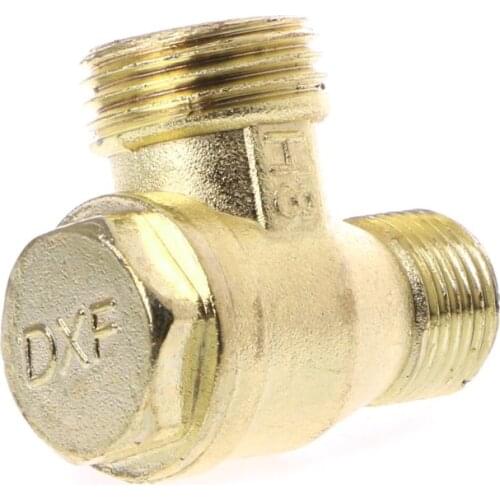 Male Thread 3 Way Metal Air Compressor Check Valve Gold Tone