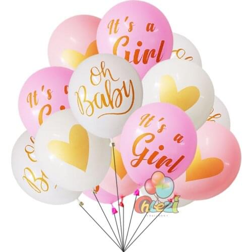 30pcs/lot 12inch Baby Shower latex Balloons Its a boy its a girl oh baby heart balloon Gender Reveal Birthday Party Decorations