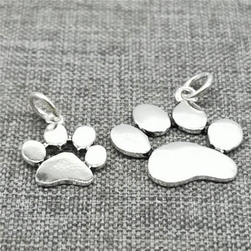4 Pieces 925 Sterling Silver Paw Charm Animal Lover Print for Bracelet Necklace