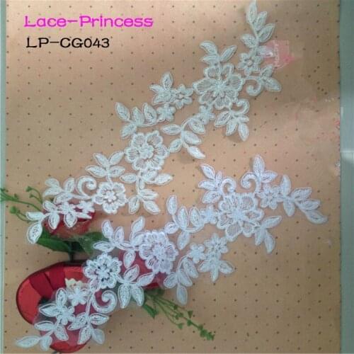 5 pairs DIY white lace collar lace fabric patch wedding dress applique accessories bridal headdres 38cm*14cm LP-CG043