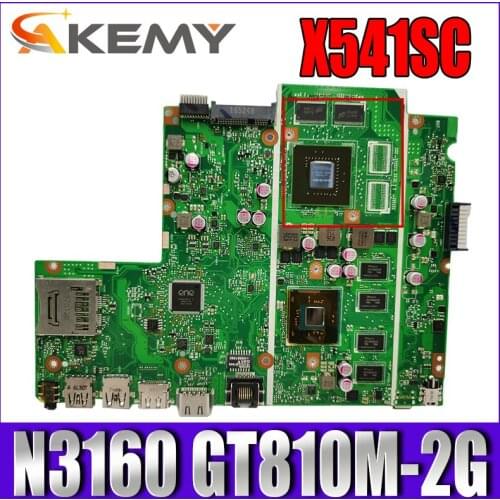 Akemy X541SC Laptop motherboard for ASUS X541SC X541SA X541S X541 Test original mainboard 4G RAM N3160 CPU GT810M-2G