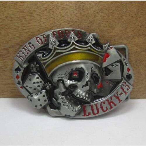 BuckleClub wholesale retro zinc alloy Skull belt buckle western jeans gift belt buckle FP-03545 PEWTER FINISH