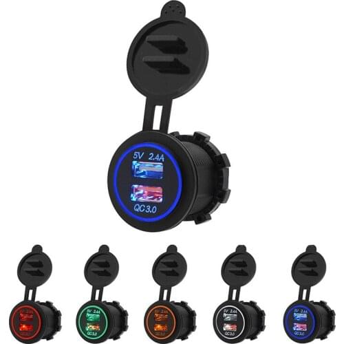 DIY Quick Charge 3.0 QC3.0 2.4ADual USB Charger Socket Waterproof DIY Kit for 12V/24V Car Boat Marine ATV Bus Truck and More