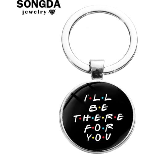 Newest Friends TV Show Keychain 25th Anniversary Series Cartoon Fun Pattern Glass Dome Pendant Key Chain for Good Friend