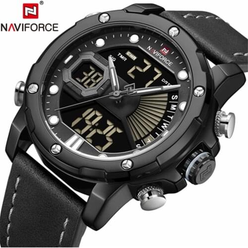 Luxury Brand Men NAVIFORCE Army Military Watch Led Digital Leather Sports Watches Quartz Mens Clock Relogio Masculino