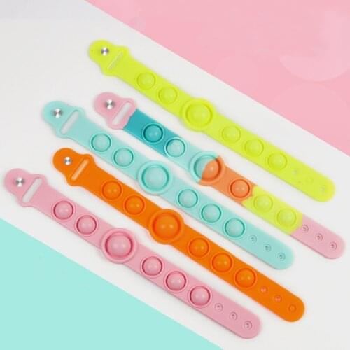 Colorful push Pops Bubble Bracelet Fidget Stress Reliver Anti-stress Silicone simple dimple Change Color Under Sun Sensory Toy