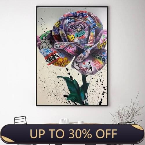 Graffiti Art Rose Flower Prints Wall Art Prints Street Art Love Nordic Art Room Decoration Canvas Painting