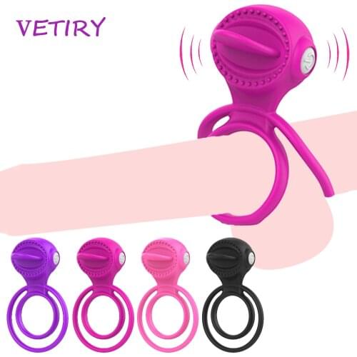 Penis Ring Vibrator Cock Ring Delay Ejaculation Sex Toys for Men Tongue Clitoris Licking for Women G-spot Stimulator Sex Product