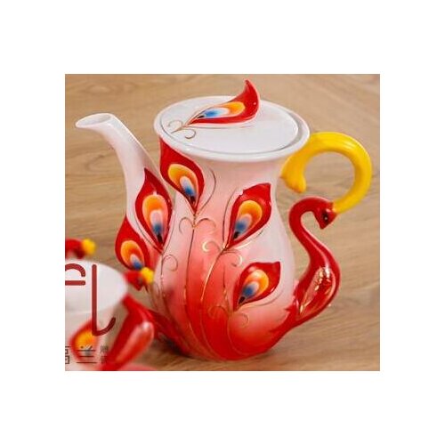 Creative Peacock Cup European Coffee Teapot Ceramic Teaset Kettle 800ml