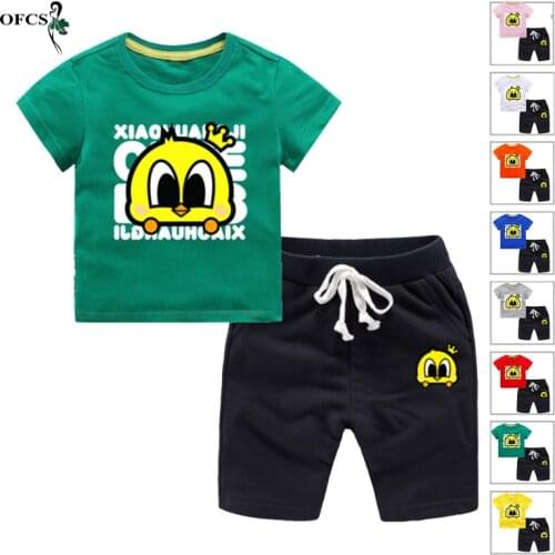 Boys Girls Summer Clothing Set Infant Clothes Suit Children Short Sleeve T-shirt Tops + Shorts Toddler Homewear Outfits 2Pcs/Set