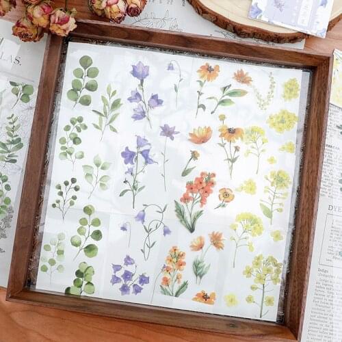 PET Masking Tape Flower Floral Adhesive Sticker for Scrapbooking Journal Diary Book Album Letter Envelope Gift Card