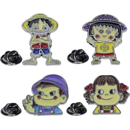 Mini One Piece Anime Metal Brooch Pin Badge For Women Trendy Cute Anime Hijab Pins Trendy Enamel Large Pin Brooches Funny