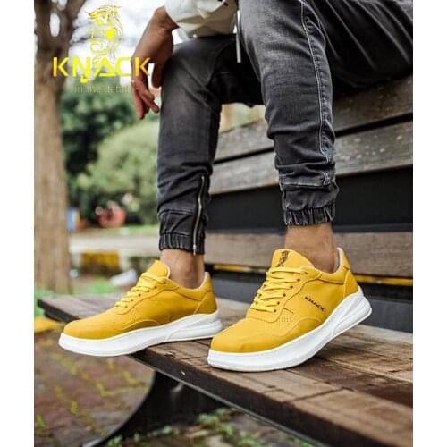 Knack Men Leather Sneakers Black White Casual Leather Shoes Men 'S Wedding Hiking Sports Sneakers Breathable Casual Big size Sports