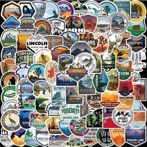 10/50/100pcs National Park Camping Travel Graffiti Stickers for Skateboard Guitar Luggage Aesthetic DIY Stickers Children Toy