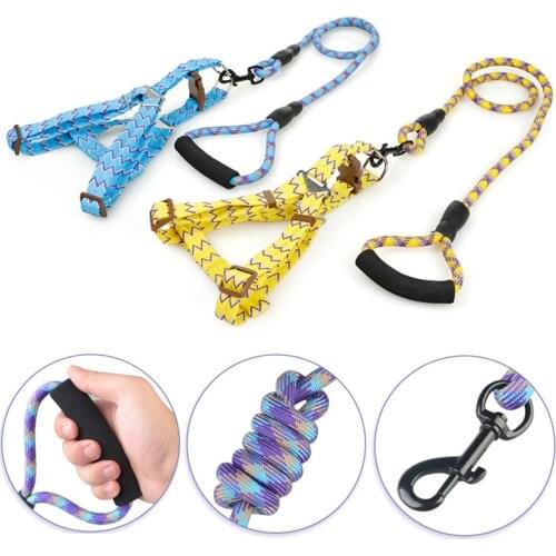 4 Size Stripe Dog Harness Collar Leash Set Adjustable Nylon Walking Cat Puppy Dog Traction Lead Rope Chest Collar Pet Products