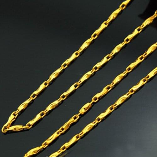 24k Gold Plated Necklace for Women Dollar Treasure Chain for Wedding Fashion Jewelry Chain Vietnam Sand Gold Necklace Collares