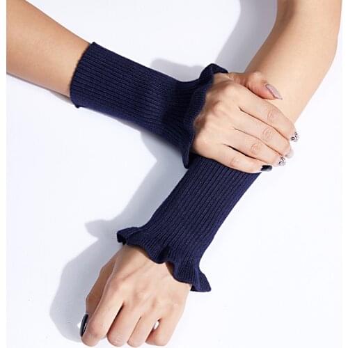 MERRILAMB Men&Women Cashmere Knitted Bracer Gloves Solid Color Arm Wrist Warmers Winter Unisex Mittens Elastic Sport Protectors