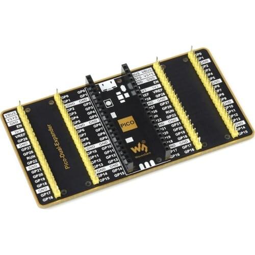 Waveshare GPIO Expander Module Expansion Board For Raspberry Pi Pico, Two Sets Of GPIO Male Headers,USB Power Supply