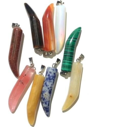 Natural Stone Pendant Necklace Accessories Chilli Shape Crystal Agates Stone Rose Quartz Charms for Jewelry Making Bracelet