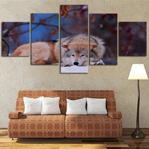 Poster Snow Scene Animal Wolf Wall Art Decoration Canvas Painting for Living Room and Bedroom Frameless Style