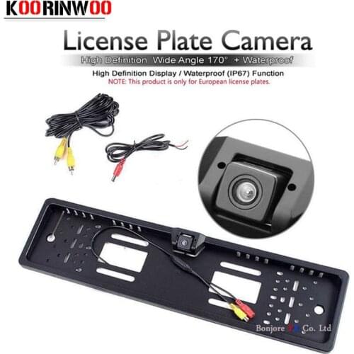 Koorinwoo Parking Car License Plate Frame Rear View Camera HD Car Camera Cars EU Car Number Frame Backup Reverse Reversing Cam