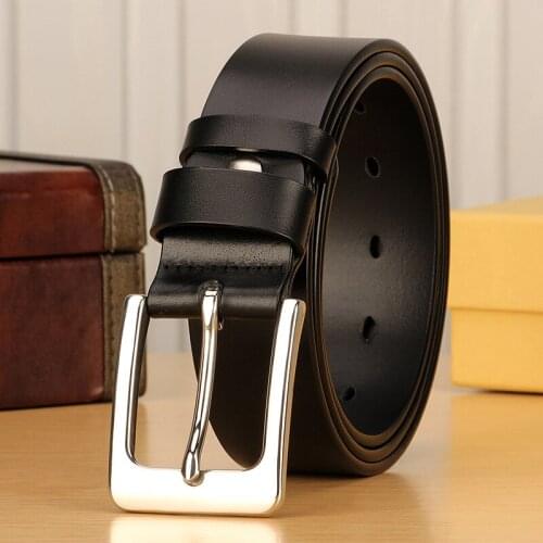 Stainless Steel Buckle Anti Allergy Men Belts Top Layer Genuine Leather Belt Casual High Quality Belt Vintage Original Cowhide