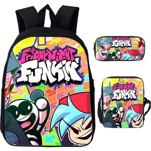 3D Video Game High Quality Friday Night Funkin Backpacks School 3 Pcs/Set Anime Teenager Book Bag Travel Laptop Back Pack Men