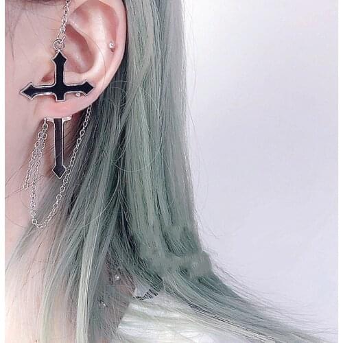 Trendy Jewelry Ornament Exaggerated Cross Ear Stud Earrings Stylish Female Hiphop Stainless Steel Ear Nail Earrings Women Gift