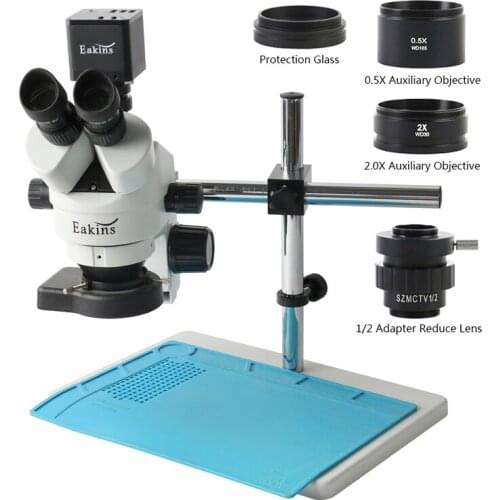 Big Working Distance 8MP 4K HDMI Measuring Microscope Camera 3.5-90X Trinocular Stereo Microscope 144 Light For Phone PCB Repair